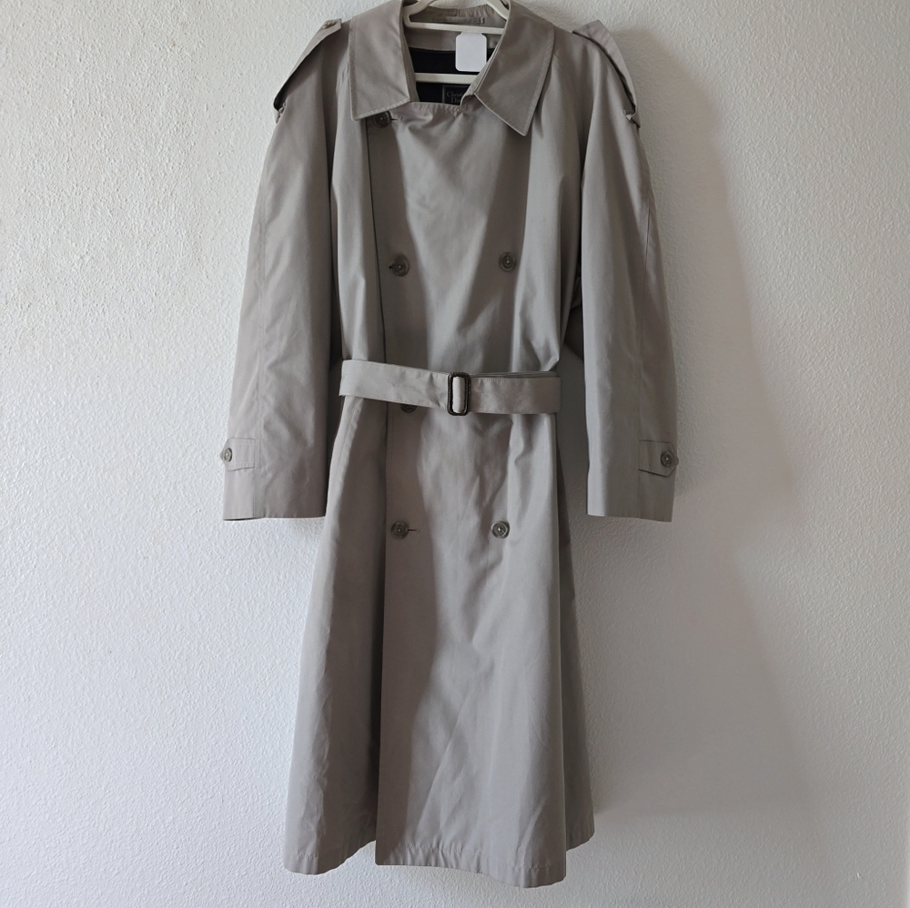 Vintage Men's Christian Dior Monsieur Wool-Lined Trench Coat Size 44R